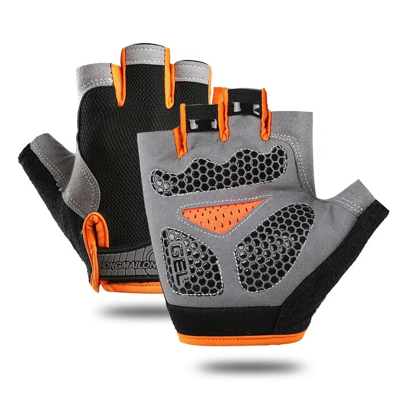 Custom Logo Orange Sports and Fitness Gloves Polyester Fitness Gloves for Gym Cycling Home Fishing