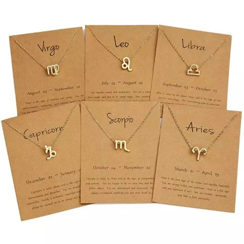 Friends Holiday Gift Jewelry Creative Pendant Chain Leo Necklace Meaningful 12 Zodiac Necklace for Women