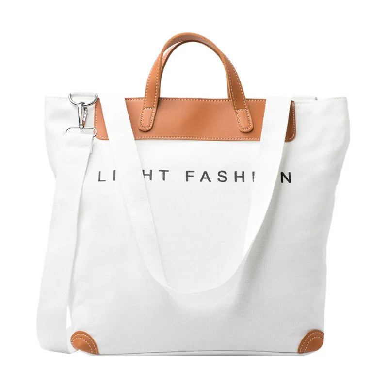 New Woman Canvas Shoulder Bag Tote Bag Canvas Leather Handle Tote Handbags