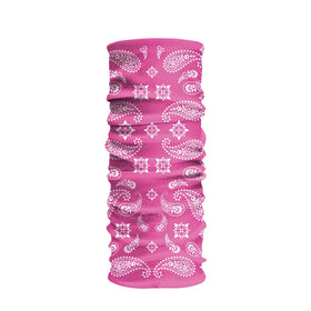 Polyester Seamless Tube Headwear Multifunctional Pink Paisley Bandana