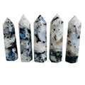 Wholesale Natural Crystal White Rainbow Moonstone Wand Tower Healing White Moonstone Point for Decoration