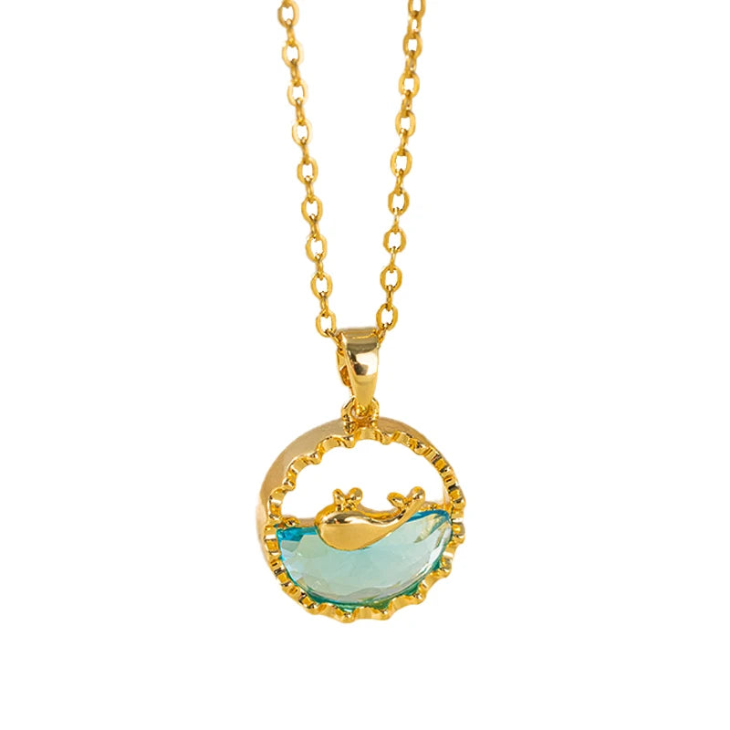 Wholesale Necklace Female Whale Niche Design Charm Pendant Necklace Female Illusion Blue Ocean Collarbone Chain Ocean Series