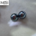 Nice Quality 9-10mm Round Black Peacock Color Seawater Tahiti Paired Loose Pearl for DIY Jewelry Making