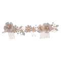 Handmade Elegant Floral Headpiece Long Hair Combs Pearl Hair Accessories for Brides Fashionable Bridal Headdress for Weddings