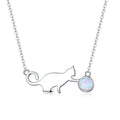 925 Silver Cute Religious Opal Pendant Necklace with Water-wave Chain for Women's Religious Occasions