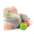 Hot Sell  Reusable Eco Friendly Stock Fruits Vegetables Storage Organic 100% Cotton Mesh Drawstring Produce Bag Net Bag 20*28CM