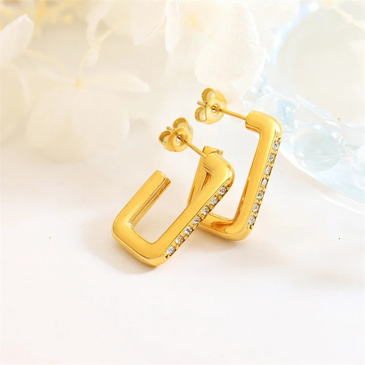 Fashion Elegant Jewelry Cz Zircon Earring Geometric Stud Earrings Jewelry
