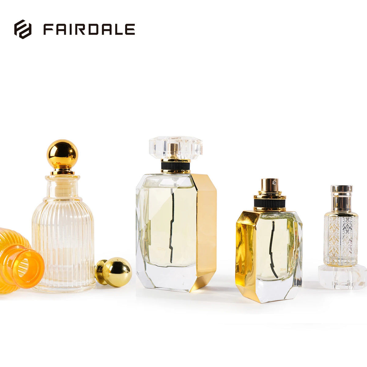 Unique Empty Spray Refillable Glass 30ml 50ml Arabic Gold Crystal Perfume Bottle