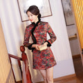 Y0042- a Generation of Hair Winter Dress New Gauze Cheongsam Rabbit Collar Cotton Thick Skirt Slim Retro