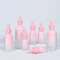 5ml 10ml 15ml 30ml 50ml Round Gradient Pink Glass Cosmetic Bottles Essential Oil Dropper Bottle Packaging