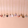 Classic Amethyst Irregular Stone Necklace for Women Men Stainless Steel Chain Reiki Healing Crystal Pendant Necklace Gift