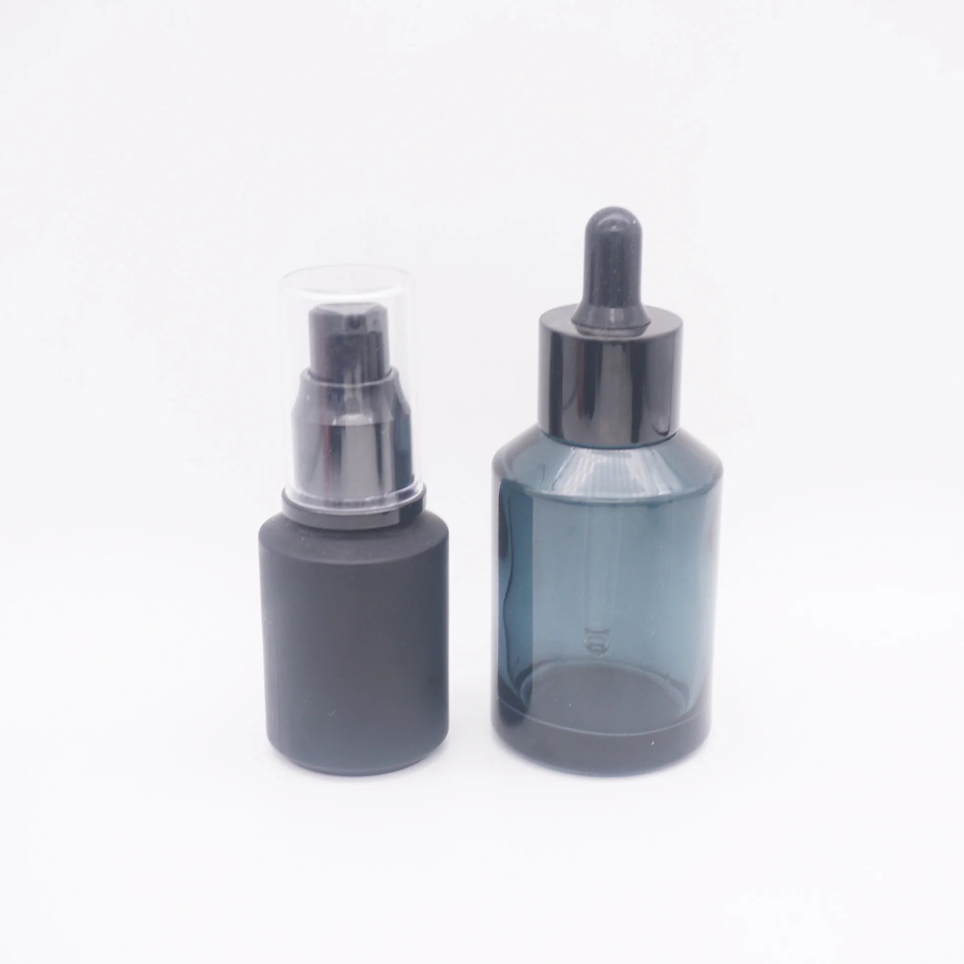1oz Frosted Luxury Glass Pump Bottle with Oblique Shoulders