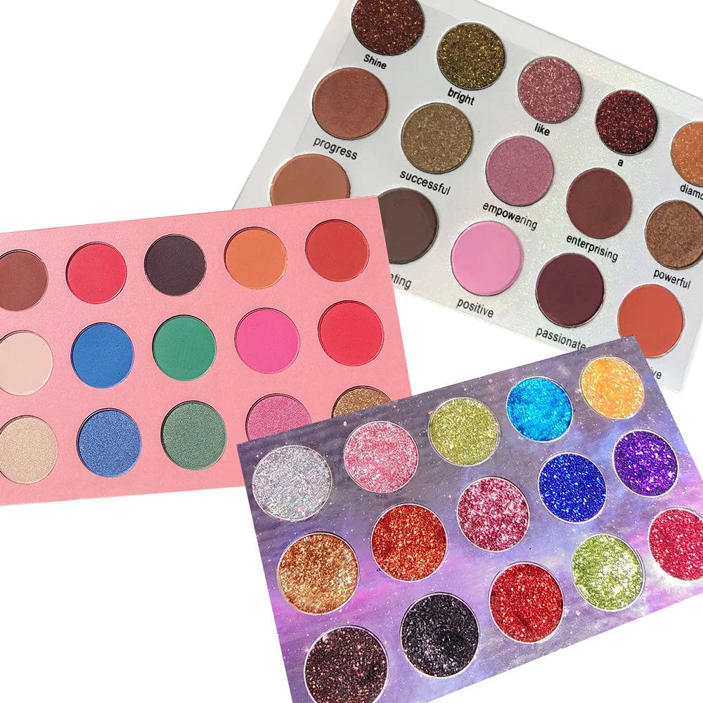 Highly Pigmented Eye Shadow Shimmer Matte 15 Colors Glitter Eyeshadow Palette