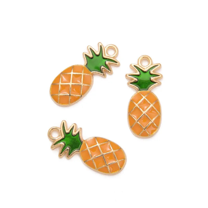 Enamel Pineapple Diy Earrings Necklace Jewelry Clothes Bag Shoe Metal Parts Accessories Charm Pendant for Jewelry Making