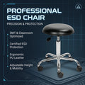 KEXING COS-105 ESD PU Leather Chair Ergonomic Adjustable Height Laboratory Stool Cleanroom Industrial Workshop Round ESD Stool