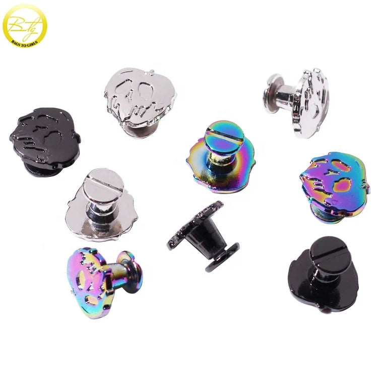 Women Bag Hardware Accessory Customized logo Embossed Metal Installing Head Screw Buttons for Wallet