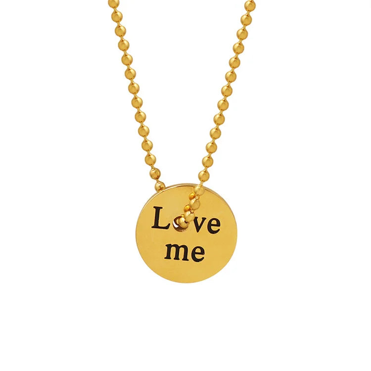 Wholesale oil drip jewelry necklace gold plated letter round charm necklace