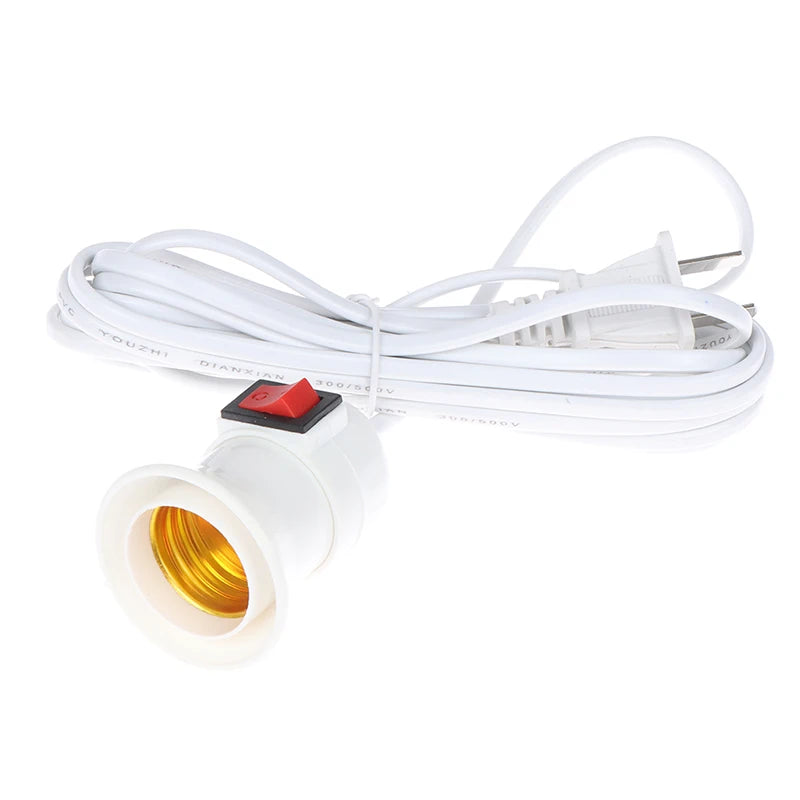 2.5m AC Power Cord Cable E27 LED Lamp Bases Socket Holder EU US Plug Switch Wire Extension Cable