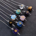 New Arrival Geometric Polygon Cube Reiki Crystal Pendant Natural Bead Seven Chakra Stone Pendulum