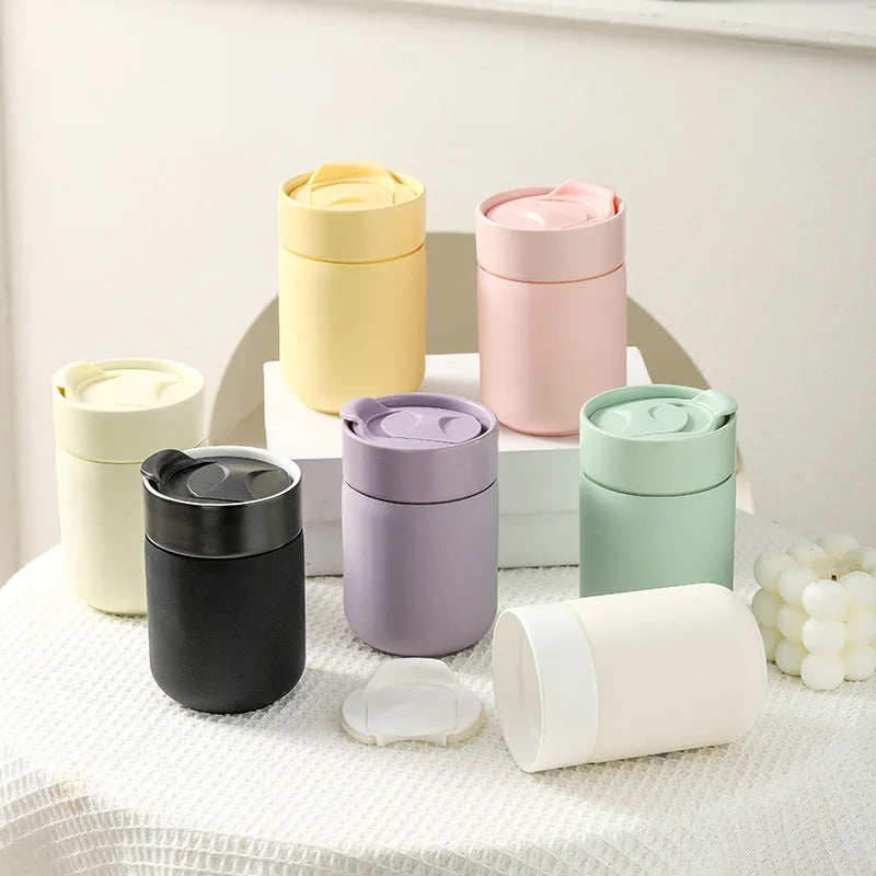 380ml 260ml Portable Reusable Coffee Cup Ceramic Mug With Protective Silicone Sleeve