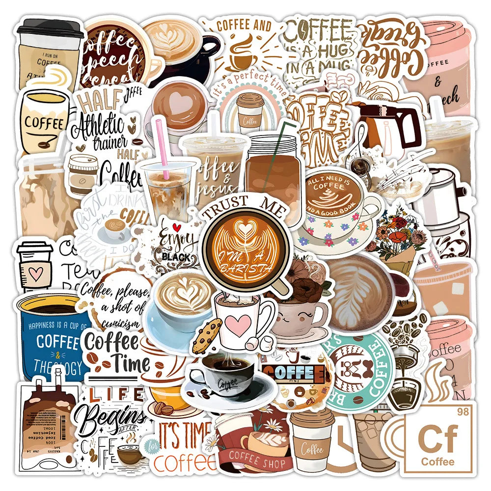 60PCS Vintage coffee funny quote cafe sticker