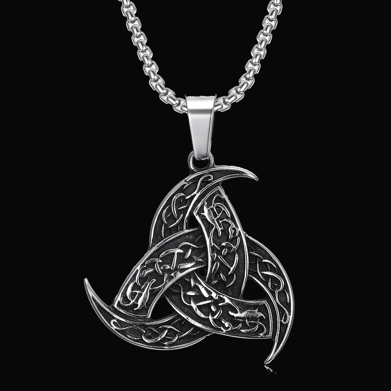 Custom  Viking Pendants Jewelry Irish Celtic Knot Pendant the Triple Horn of Odin Sing Necklace for Men Women
