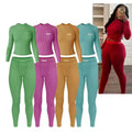 Custom Loungewear Women Sets Long Sleeves Tshirt and High-Waisted Legging Lounge Wear Two Piece Set Women Clothing Ropa De Mujer
