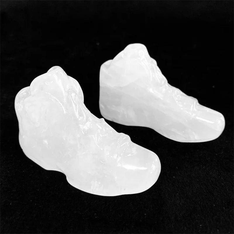Wholesale Crystal Carved Shoe Clear Quartz Carving Shoes For Decoration Fengshui