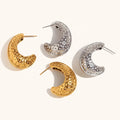Dingran Trendy Hammered Peanut Design Gold-Plated Stainless Steel Hoop Earrings High Quality Jewelry