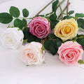 JCF434 Big Heads Pink Color Rose Artificial Real Touch Latex Flower Rose Moisturizing Hand Feeling