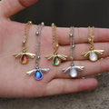 NM1257  Fashion Small Cute 18k Gold Crystal Bee Insect Charm Pendant Necklace for Women