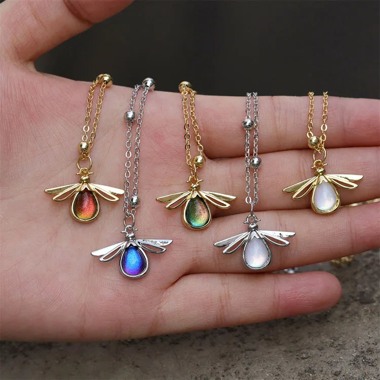 NM1257  Fashion Small Cute 18k Gold Crystal Bee Insect Charm Pendant Necklace for Women