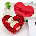 Valentine's Day Gift Artificial Flower Rose Bear Rose Teddy Bear Preserved Artificial Rose Flower with Heart Shape Box case