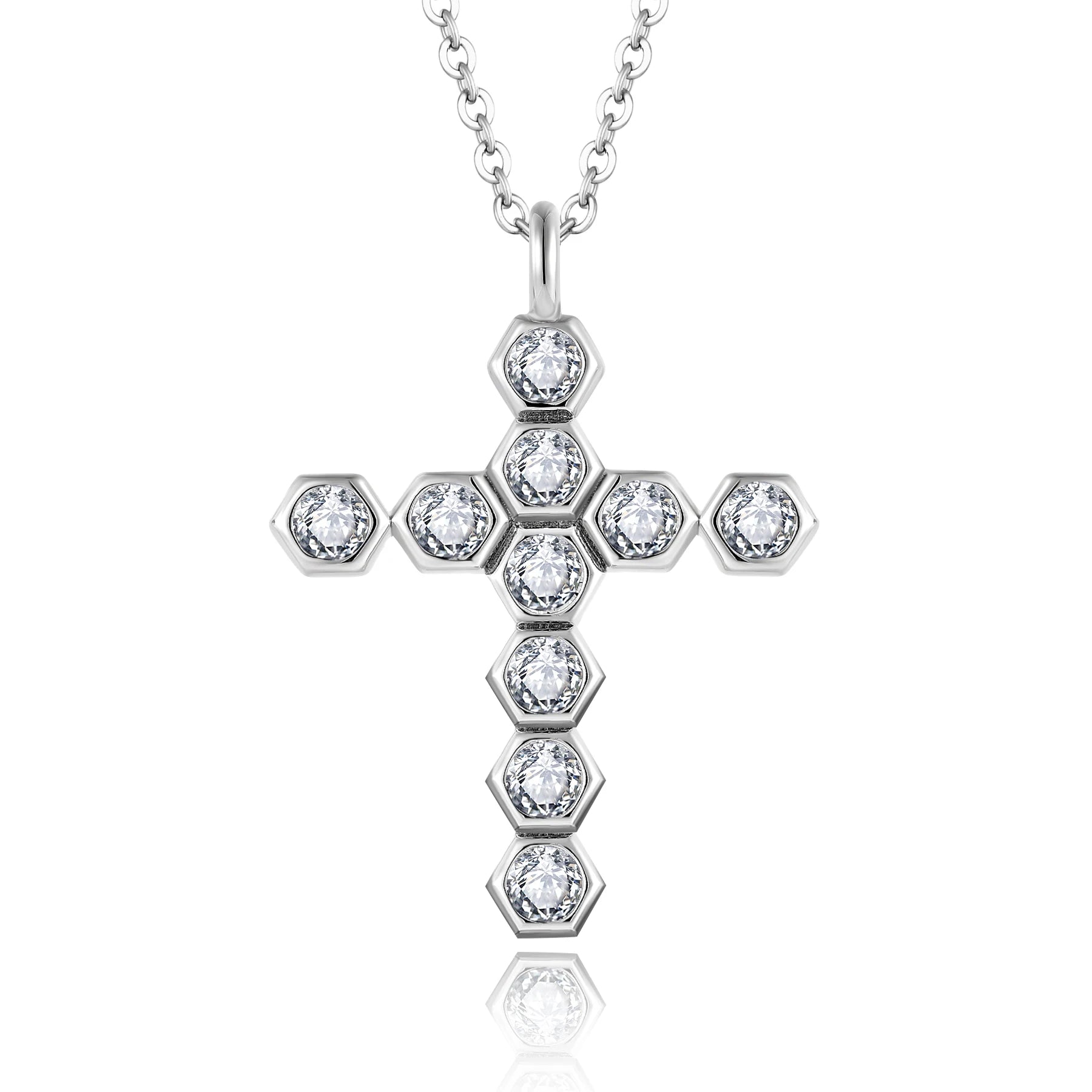 Qingxin Custom Minimalist Women Zirconia Fine Jewelry Dainty 925 Sterling Silver Religious Cross Necklaces