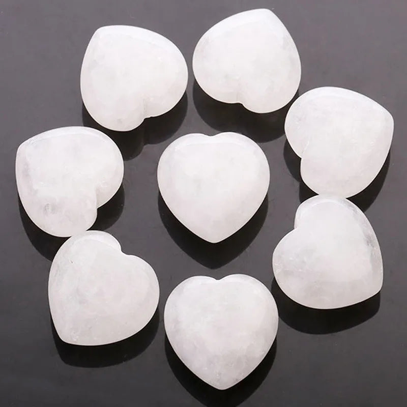 DIY Hand Carvings Natural White Jade Gemstone Crystal Heart