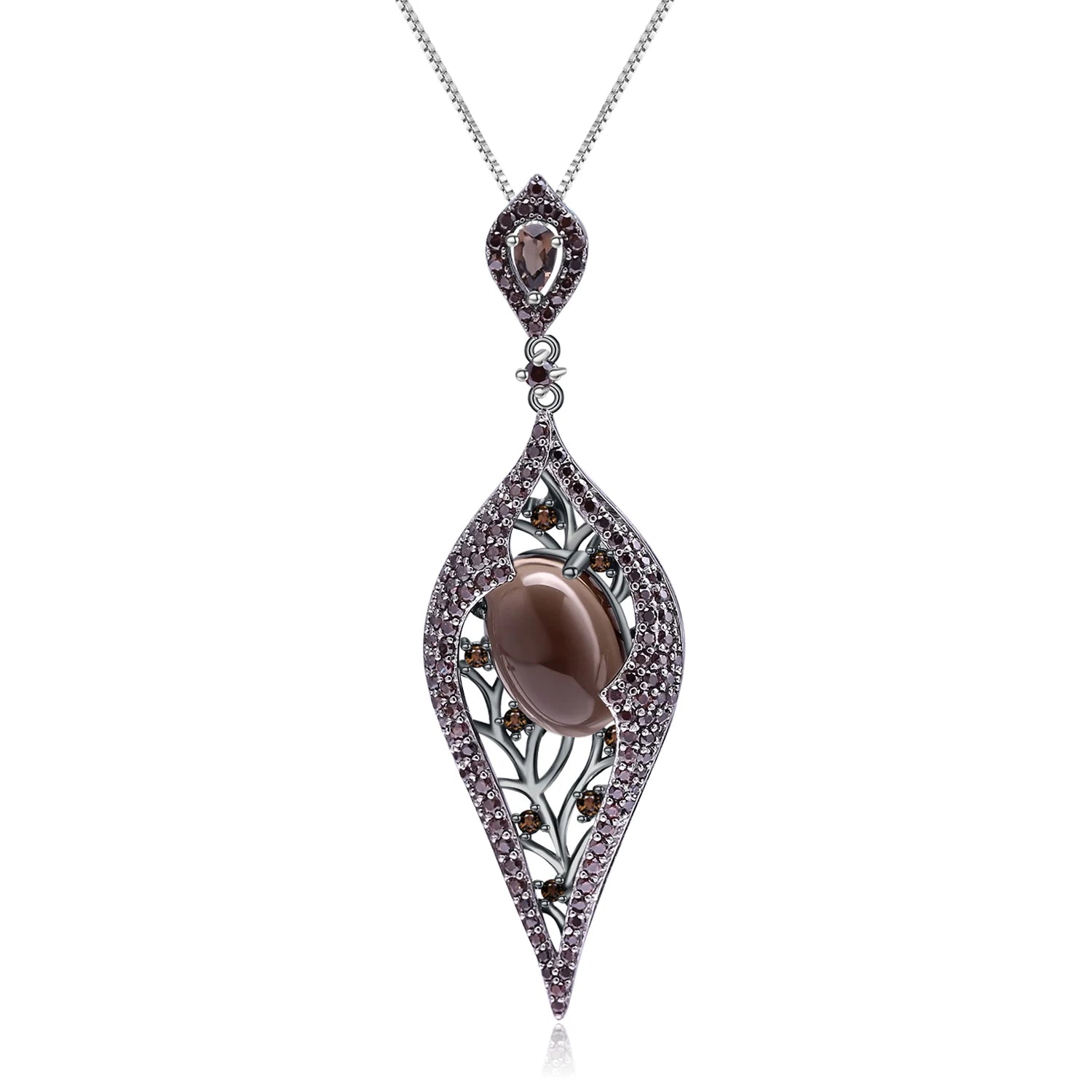 Abiding Natural Smoky Quartz  Pendant Hot Sale Design 925 Sterling Silver Handmade Fashion Necklace Pendant Women Party Jewelry