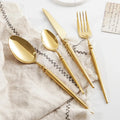 Luxury 4 PCS Eco-Friendly Silver Gold Plated Modern Flatware Spoon Fork Knife Stainless Steel 18/10 Set with Thin Color Handle