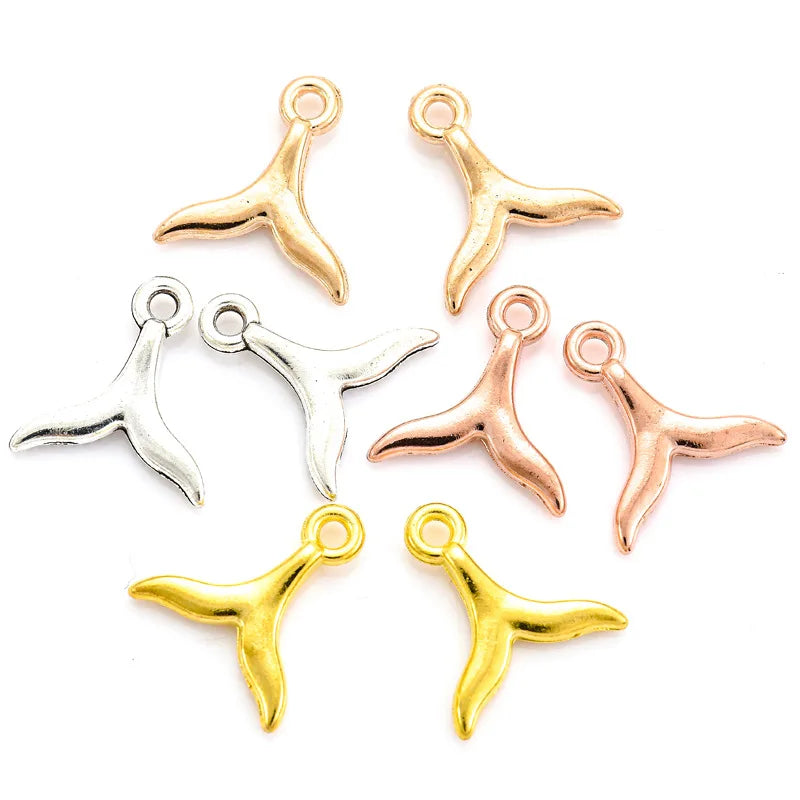 200pcs/bag Fishtail Charm Alloy Funny Marine Life Mermaid Tail Pendant for Women DIY Making Fancy Jewelry Accessories D7146