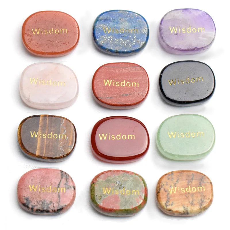 Engraved Inspirational Word Stones Ueven Oval Healing Crystals Gemstone Positive Worry Palm Pocket Stones With Words Wisdom