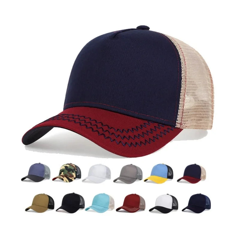 In Stock Two Tone Color Trucker Hat 5 Panels Cotton Outdoor Mesh Baseball Cap