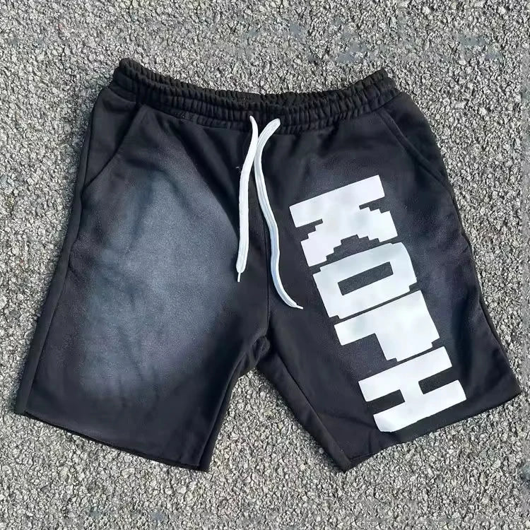 OEM High Quality Men's Summer Mid Waist Shorts Embroidered Custom Logo 100% Cotton Loose 3D Bubble Print Distressed Oem Service