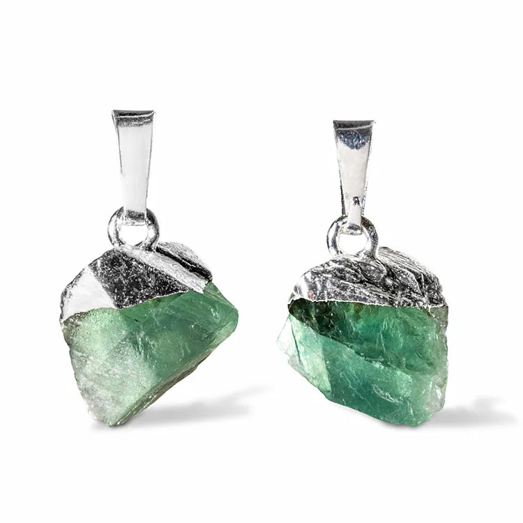 Natural Raw Obsidian Healing Crystal Charms Prosperity Stone Fluorite Chakra Gemstone Pendant