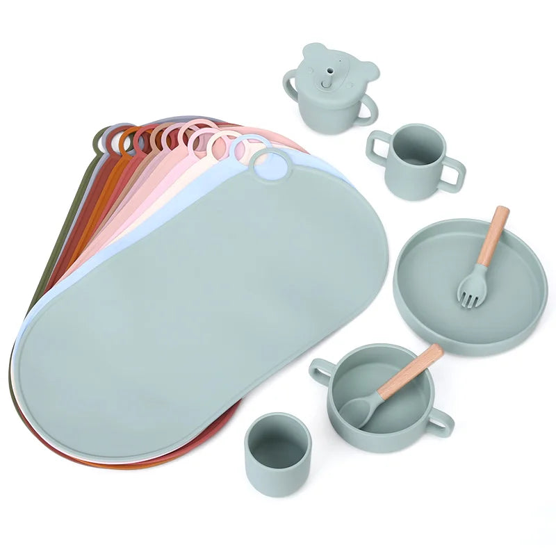 Eco-Friendly Sublimation Non Slip Printed Nordic Kids Round Christmas Dining Table Place Mats Silicone Placemat Set With Coaster