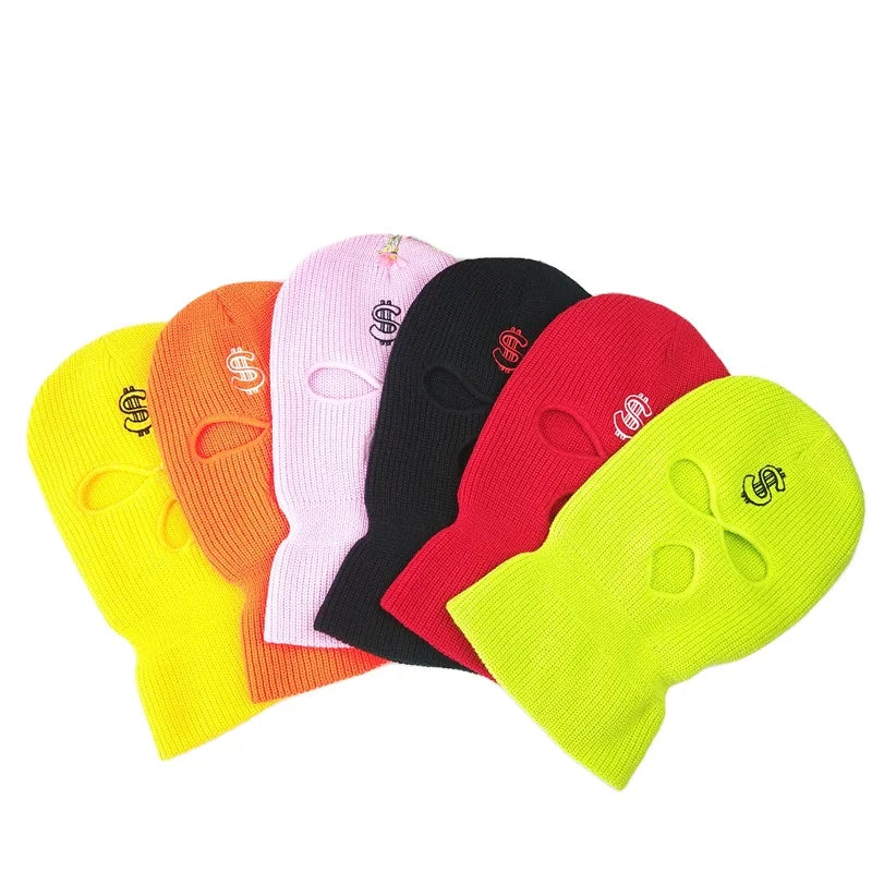 Fashion Trend Manufacturer Wholesale Acrylic Knitted 3 Hole Knitted  Balaclava Winter Balaclava Balaclava With Customized Logo