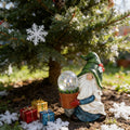 Resin Gnome Solar Light Decor - Crackle Globe LED Mushroom Accent Weather-Resistant Resin Whimsical Design