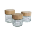 Custom Round Clear Green Frosted Matt Black Cosmetic Cream Packaging Glass Jar with Bamboo Plastic Lid