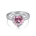 Dylam 925 Sterling Sliver Adjustable Vintage Cute Pink Heart Shaped Cubic Zirconia Rings Iced Out Ring Heart Charm for Girls
