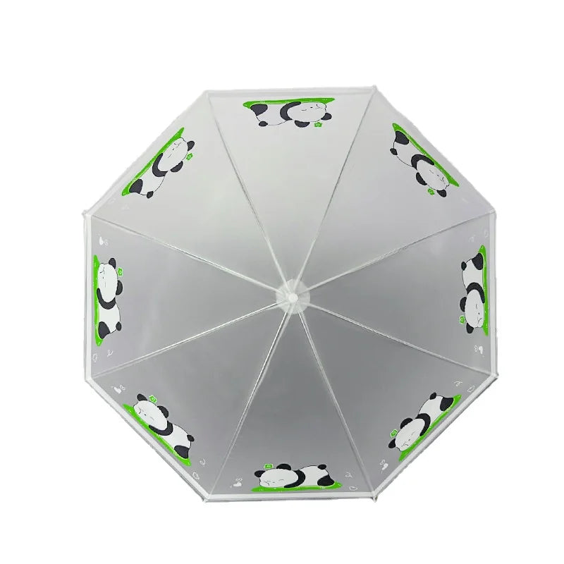 Creative Cartoon Panda Pattern Transparent Automatic Umbrella for Adults Gifts for Women and Student