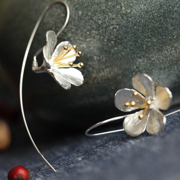 925 Silver Flower Long Tassel Earrings for Women Thai Process Elegant Lady Sterling Silver Jewelry Free Shipping