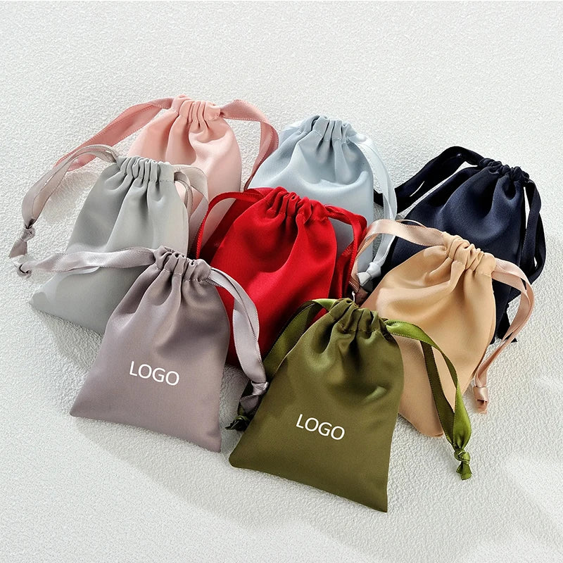 Hot Sell Light Pink Microfiber Organizer Drawstring Bag Satin Jewelry Gift Pouches Custom Logo for Packaging and Storage